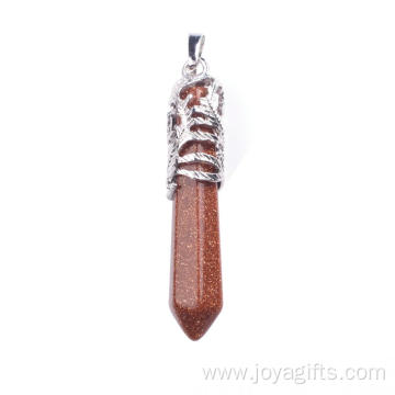 Trendy Western Hexagon Red Goldstone Alloy Pendant Necklace Jewelry Pendulum